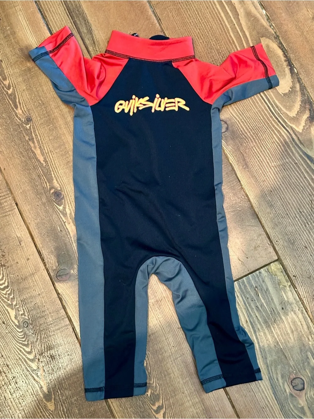 Quicksilver Toddler One-Piece Rash Guard Swimsuit - black, red, Gray